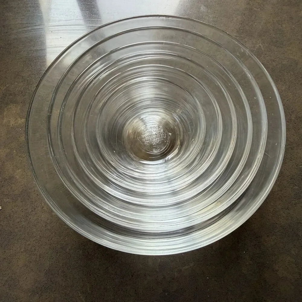 Set Of 6 Duralex Clear Glass Bowls Nesting Mixing Prep Bowl Made In France
